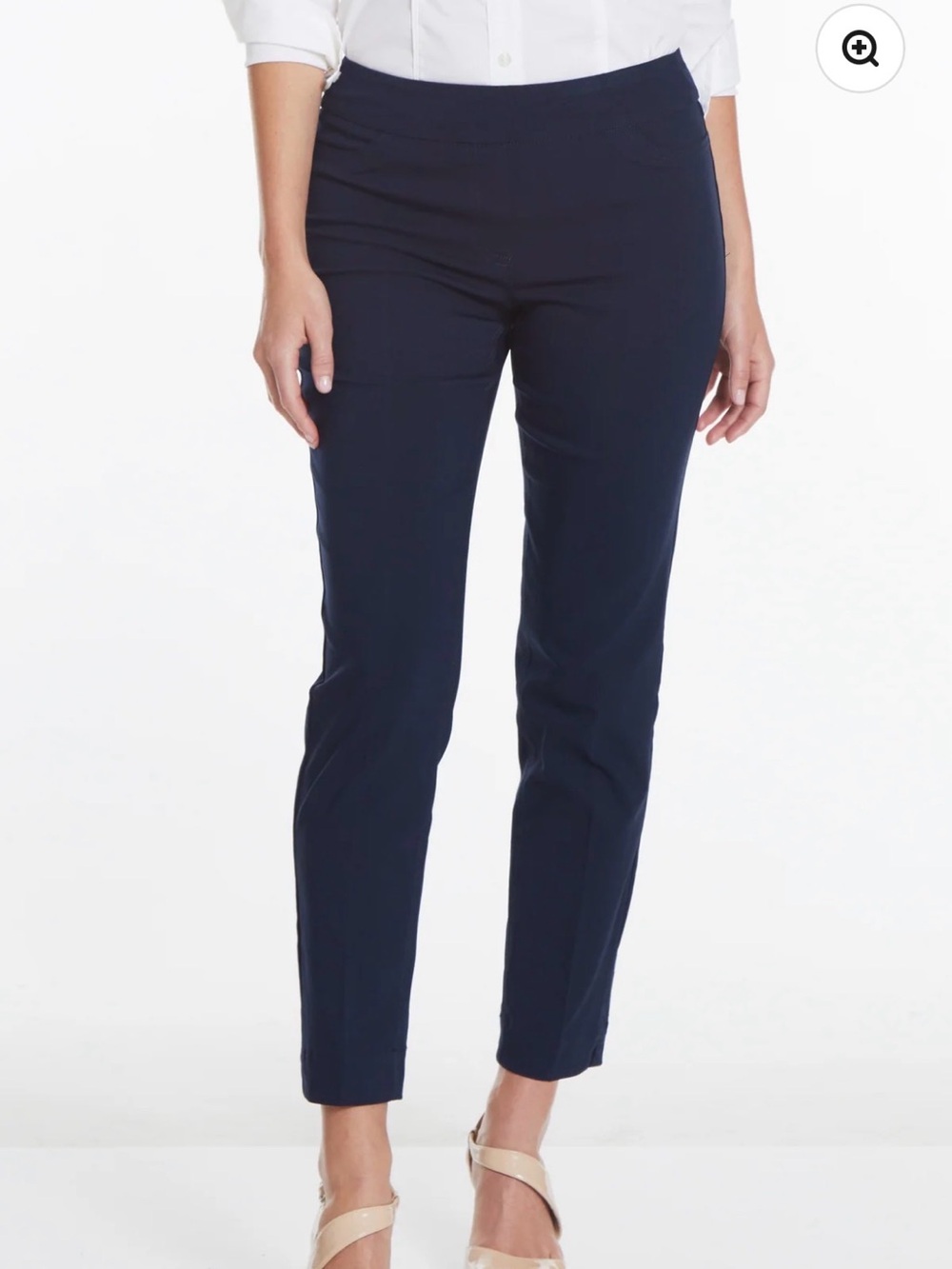 Slim Navy Ankle Pants with Stretch